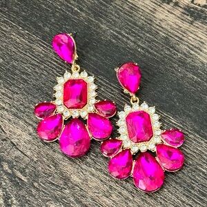 Elegant Pink and Gold Drop Earrings prom earrings